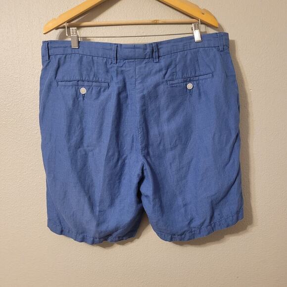 Peter Millar Mens Golf Chino Shorts Size 38‎ Blue Linen Blend Lightweight Preppy - Picture 2 of 8